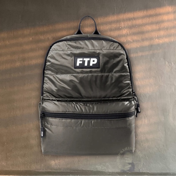 FTP MINI PUFFER BACKPACK OLIVE matte bag FUCKTHEPOPULATION og logo 